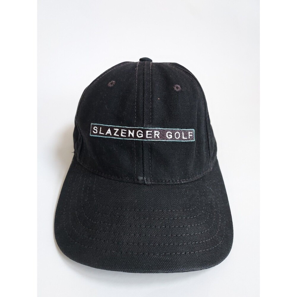 NWOT Black Slazenger Golf Embroidered Adjustable Cotton Golf Cap Made in USA